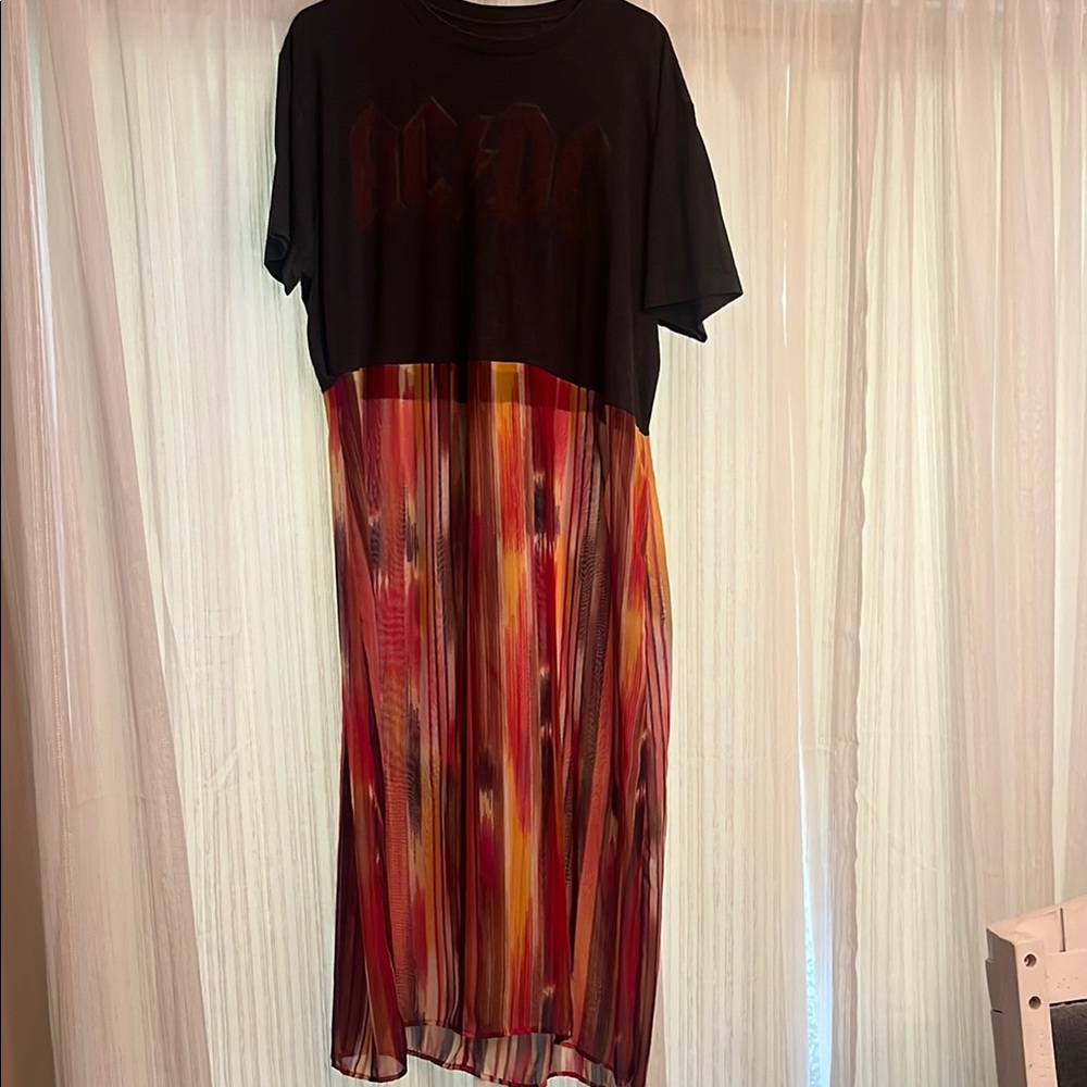 Black and Multicolor AC/DC Dress